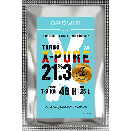 Turbo mielės X-Pure 21,3 %, 48 h, 25 l