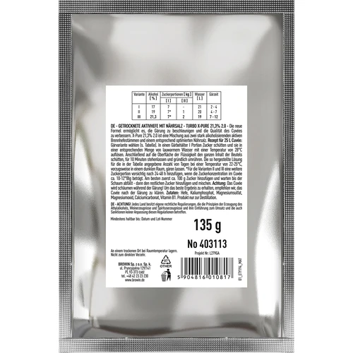 Turbo mielės X-Pure 21,3 %, 48 h, 25 l - 2