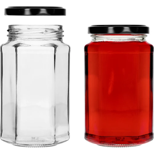 Twist-off stiklainis 385 ml su juodu dangteliu fi 63, 6 vnt. - 4