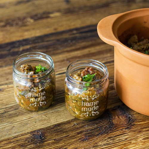 Twist-off stiklainis 425 ml su užrašu „Home Made“ ir dangteliu, 3 vnt. - 7