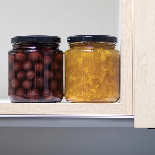 Twist-off stiklainis, „grubasek“ 580 ml su užsukamu juodu dangteliu fi 82/6, 6 vnt. - 8