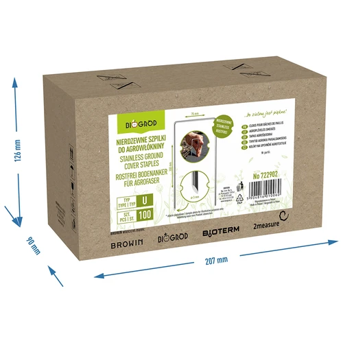 U formos nerūdijančios kabės agroplėvelei - 100 vnt. - 8