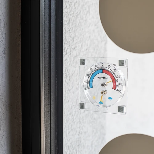 Universalus termometras su higrometru, skaidrus, priklijuojamas (nuo -50 °C iki +50 °C) - 3