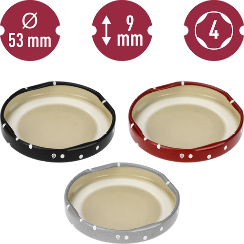 Užsukamas dangtelis fi 53 taškeliai mix - 10 vnt. - 10