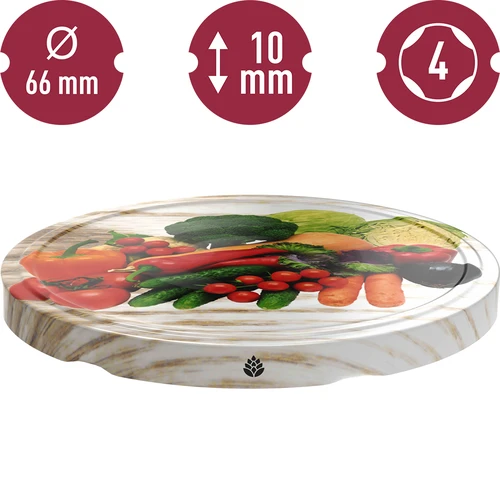 Užsukamas dangtelis fi 66/4 daržovės baltame fone - 10 vnt. - 3