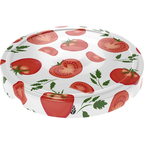 Užsukamas dangtelis fi 66/4 su pomidorų motyvu – 10 vnt. - 2