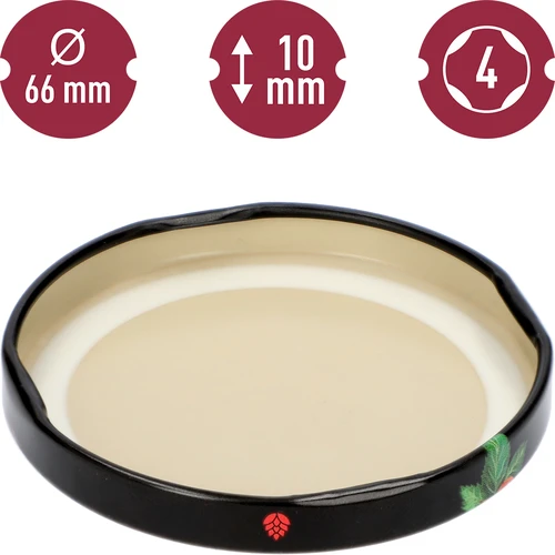 Užsukamas dangtelis fi 66/4 vaisiai juodame fone  - 10 vnt. - 4