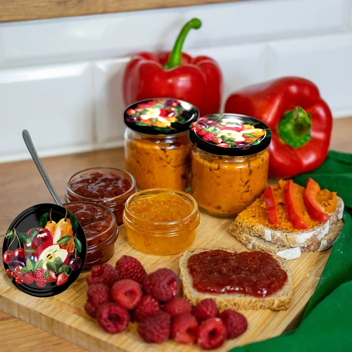 Užsukamas dangtelis fi 66/4 vaisiai juodame fone  - 10 vnt. - 6