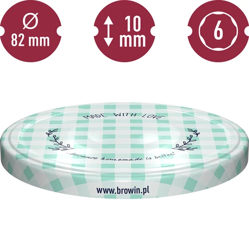 Užsukamas dangtelis fi 82/6, languotas - 10 vnt. - 10