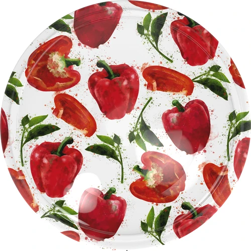 Užsukamas dangtelis fi 82/6 su paprikų piešiniais - 10 vnt.