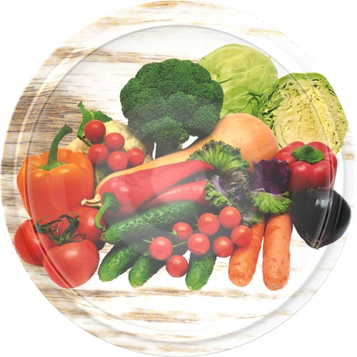 Užsukami dangteliai fi 82/6, daržovės baltame fone - 10 vnt.