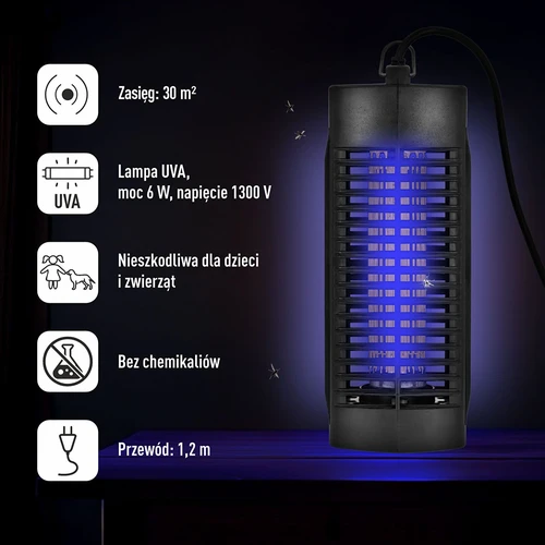 Vabzdžių naikinimo lempa Manhattan UVA 6 W, juoda - 7