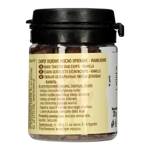 Vanilinės ąžuolo plokštelės, stipriai skrudintos, 20 g