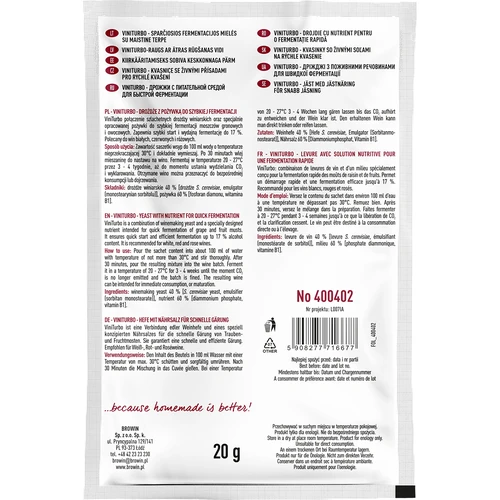 ViniTurbo - greitos fermentacijos mielės, 20 g - 2