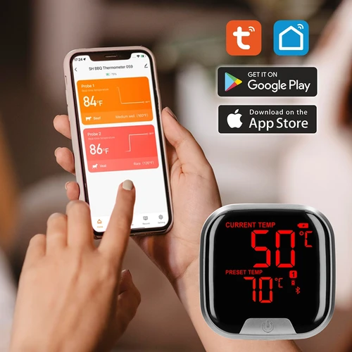 Virtuvinis termometras su Bluetooth, 2 zondai - 14