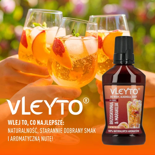 VLEYTO Brzoskwinia & Marakuja – esencja smakowa z naturalnymi aromatami, 250 ml - 6