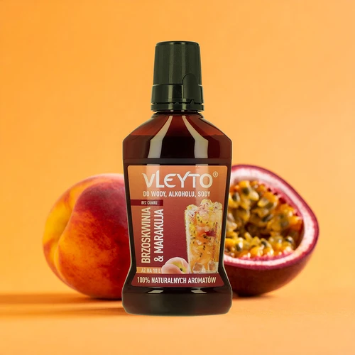 VLEYTO Brzoskwinia & Marakuja – esencja smakowa z naturalnymi aromatami, 250 ml - 4