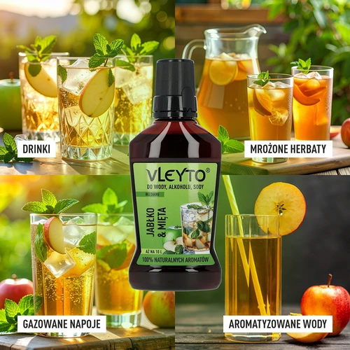 VLEYTO Mięta & Jabłko – esencja smakowa z naturalnymi aromatami, 250 ml - 7