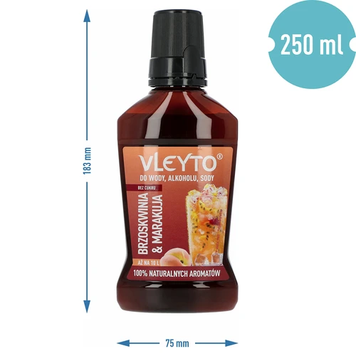 VLEYTO Persikas & Marakuja – skonio esencija su natūraliais aromatais, 250 ml - 5