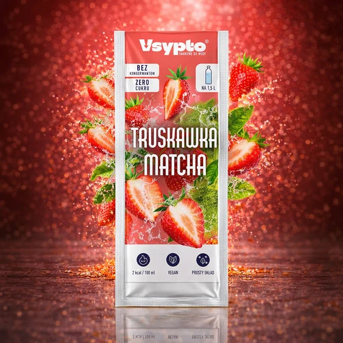 Vsypto, braškių ir Matcha skonio, 9 g