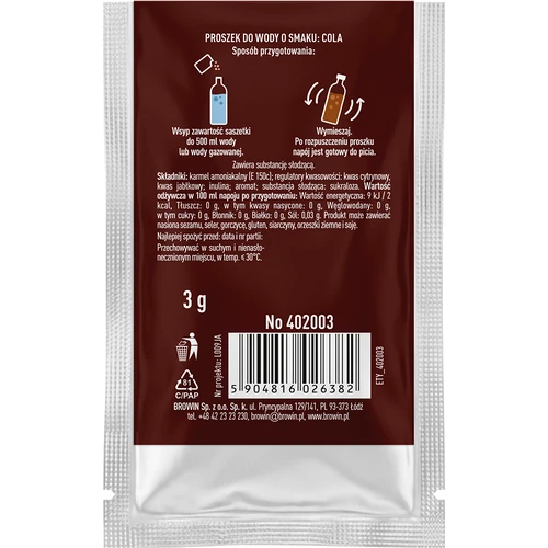 VSYPTO su kolos skoniu – skonio milteliai vandeniui, 3 g - 3