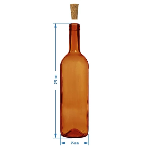 Vyno butelis 750 ml rudas - pakuotė 8 vnt. - 6
