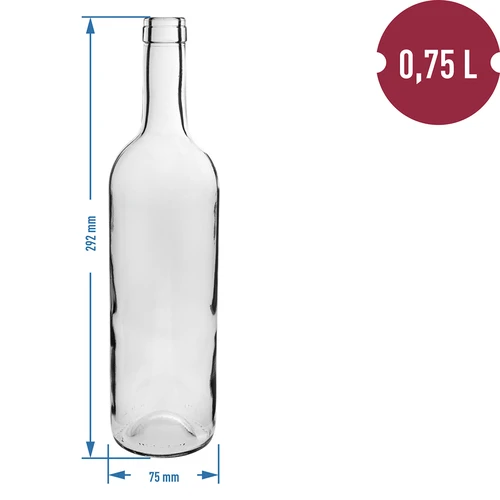 Vyno butelis 750 ml, skaidrus, pakuotė po 8 vnt. - 3