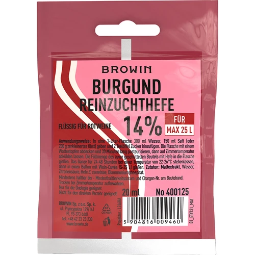 Vyno mielės Burgund, 20 ml DE/EN