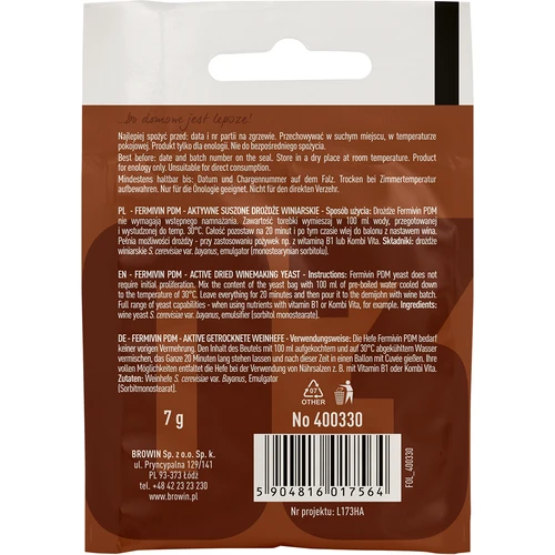 Vyno mielės Fermivin PDM, 7 g - 2