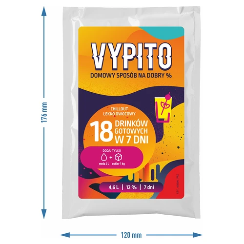VYPITO 12%, pakelis 18 kokteilių - Chillout lengvai vaisinis, 126 g - 4