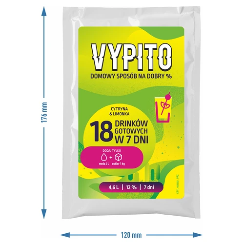 VYPITO 12%, pakelis 18 kokteilių - Citrina & laimas, 126 g - 4