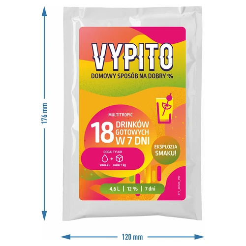 VYPITO 12 %, pakelis 18 kokteilių – Multitropic, 126 g - 4