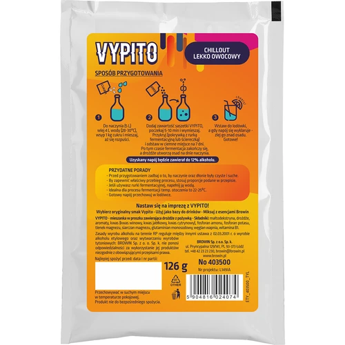 VYPITO 12%, saszetka na 18 drinków - Chillout lekko owocowy, 126 g - 2
