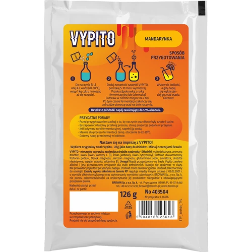 VYPITO 12%, saszetka na 18 drinków - Mandarynka, 126g - 2