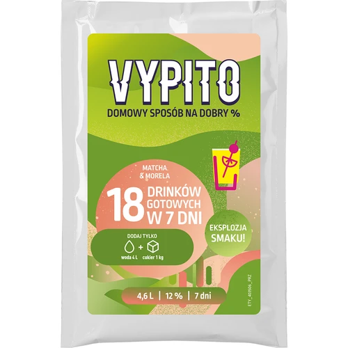 VYPITO 12%, saszetka na 18 drinków - Matcha-Morela, 126g