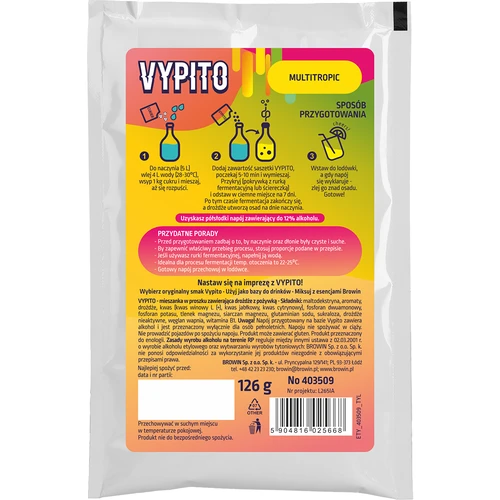 VYPITO 12%, saszetka na 18 drinków – Multitropic, 126g - 2