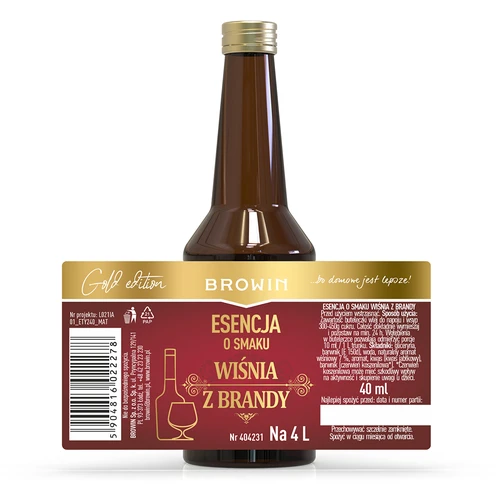 Vyšnių ir brendžio skonio esencija, 40 ml - skirta 4 L - 4