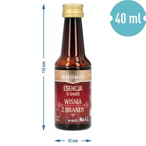 Vyšnių ir brendžio skonio esencija, 40 ml - skirta 4 L - 6