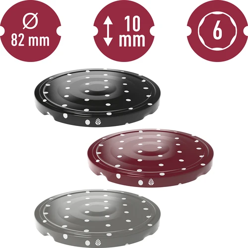 Zakrętka fi 82/6 kropki mix - 10 szt. - 2