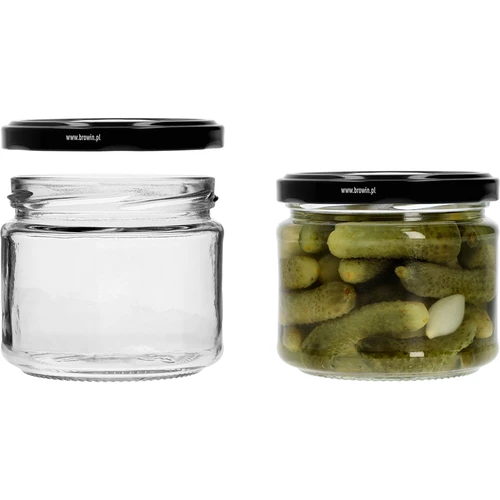 Žemas 330 ml stiklainis - su juodu Twist-off dangteliu fi 82/6, 6 vnt. - 5