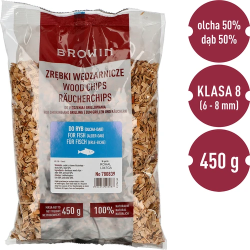 Zrębki do wędzenia/grillowania, 50% dąb + 50% olcha, 450 g, kl. 8 - 3